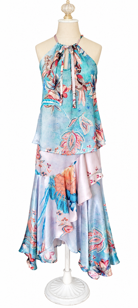Longwrap Silk Charmeuse Skirt - Tropical Turquoise