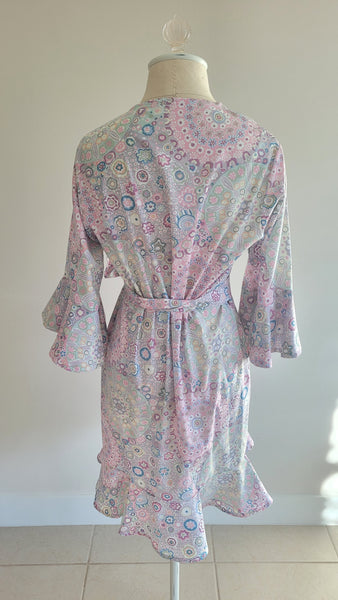 Cotton Wrap dress with sleeves and ruffle