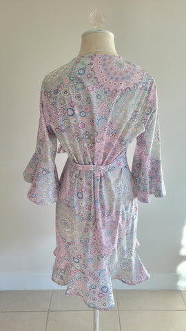 Cotton Wrap dress with sleeves and ruffle