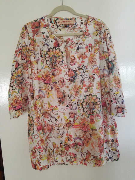Tunic top classic comfortable cotton resort wear one of a kind