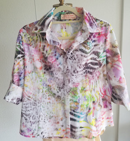 large shirt jacket cotton print one of a kind resort wear comfortable classic fit and style