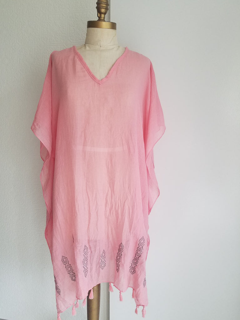 cotton caftan beach cover up dress top resort wear lounging bohemian style