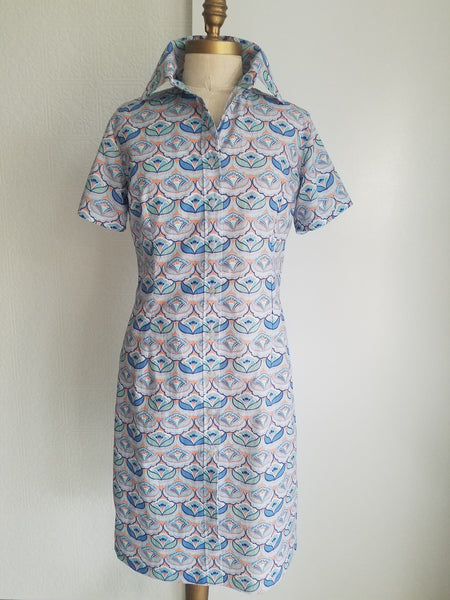 shirt dress cotton print classic comfortable fit and style resort wear