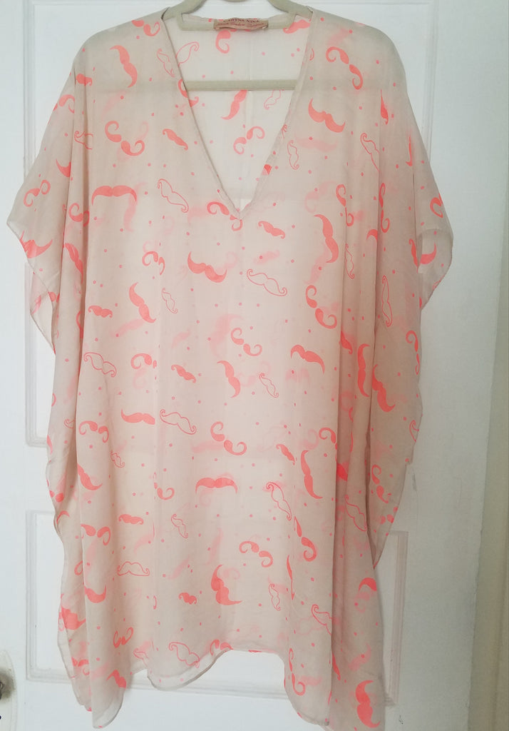 Bimba Women’s Rayon Short Kaftan – Printed Beach Cover Up With Drawstring