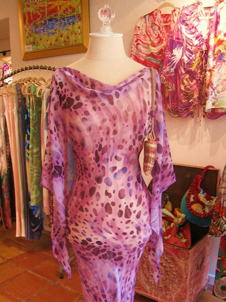 Calneck Dress in Robert Cavali Purple Chiffon